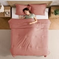 thumbnail image 5 of Virtu Comforter Sets, All Season Lightweight Solid Queen Comforter Set, 3-Pc Bedding Sets, Terracotta, 5 of 8