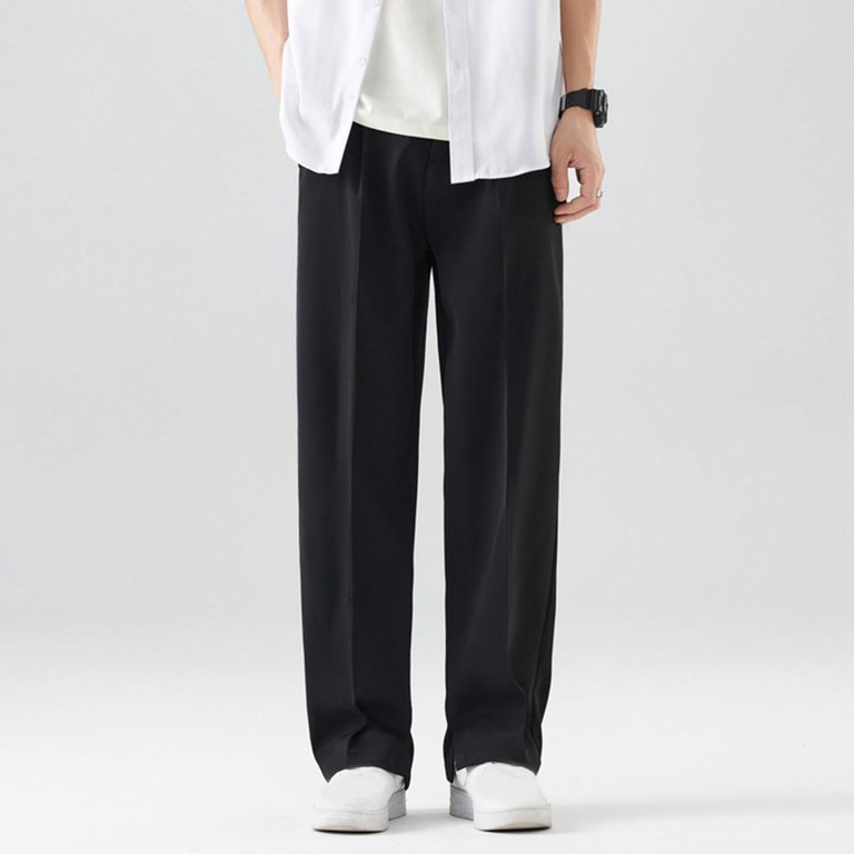 UFOUND Men Casual Simple Loose Solid Color Suit Pants