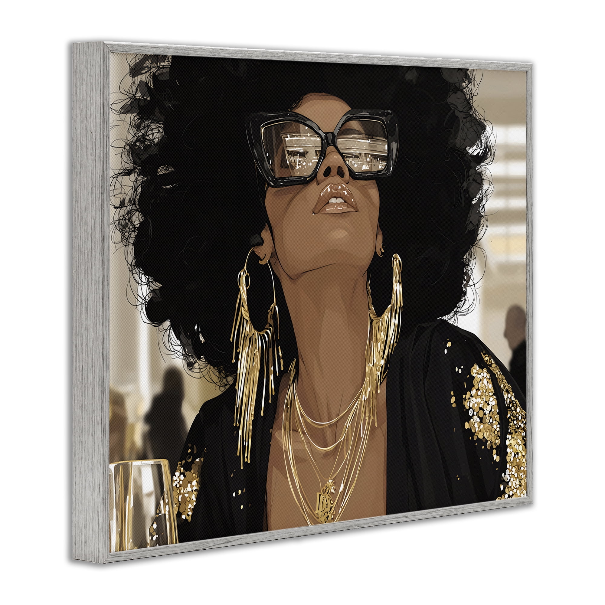 Stupell Industries Full Of Confidence Beautiful Woman Gray Framed Giclee Art, design by Franklyn Gregory