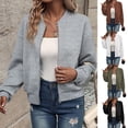 thumbnail image 2 of Women's Baseball Jackets Zip Up Bomberes Jackets Casual Long Sleeve Outerwear Windbreaker, 2 of 9