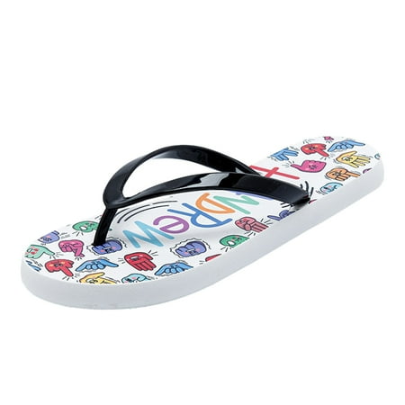 

QYZEU Womans Sandals Open Toe Flip Flops Printing Wedges Shoes Flat Sandals Fashion Beach Slippers Waterproof Breathable Sandals Black 44