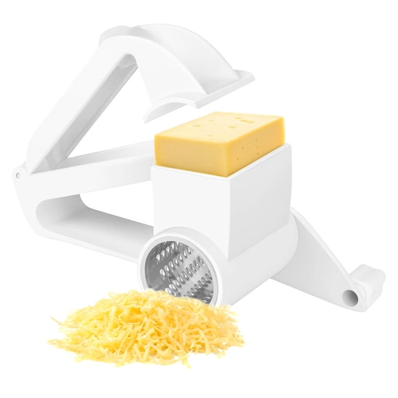 Rotary Cheese Grater, Handheld Grater, Cheese Grater with Handle, Cheese Grater Rotary for Kitchen Suit for Cheese Vegetable Chocolate Nut Grater(White)