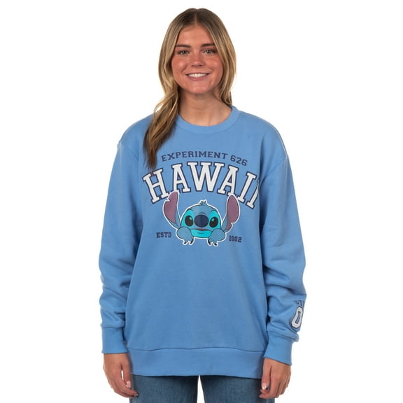 Disney Stitch Women's Experiment 626 Hawaii Pullover Crewneck Sweatshirt