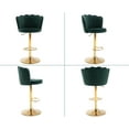 thumbnail image 5 of Guyou Swivel Adjustable Bar Stools Set of 2, Velvet Counter Height Barstools with Petal Back and Gold Footrest, Modern Counter Bar Height Stool Chairs for Kitchen Island Bar Cafe, Dark Green, 5 of 10