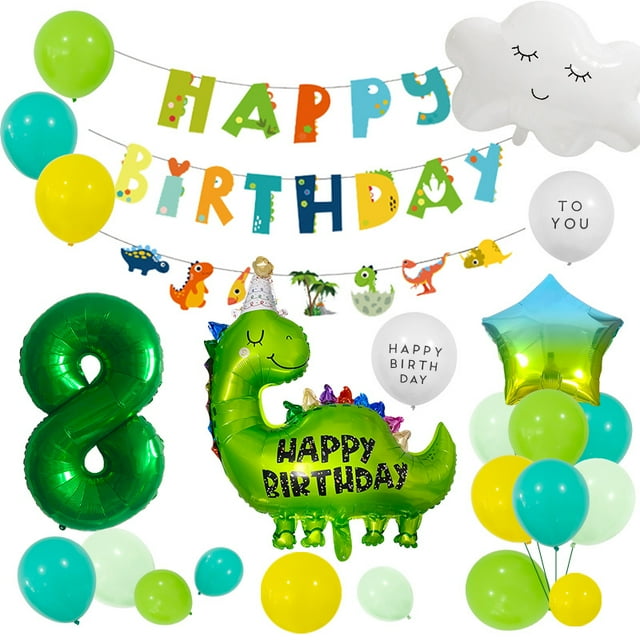 Set de globos con temática de dinosaurios para fiesta de octavo cumpleaños, 21 unidades