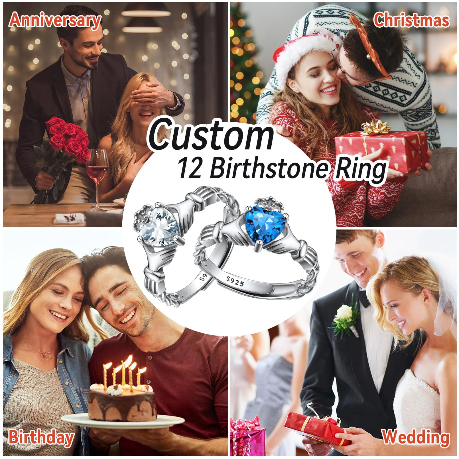 FaithHeart Irish Claddagh Heart Promise Ring for Women 925 Sterling Silver Garnet January Birthstone Celtic Knot Ring Adjustable Wedding Band Jewelry Gift for Wife Anniversary