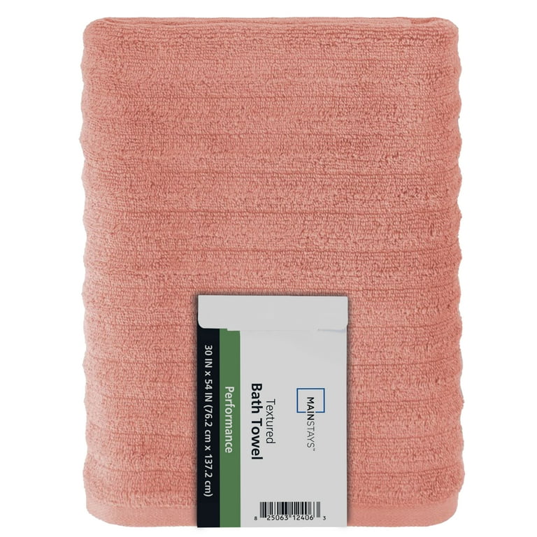 Mainstays Bath Towel, Textured Cotton, Quick-Drying, 54x30 Inches