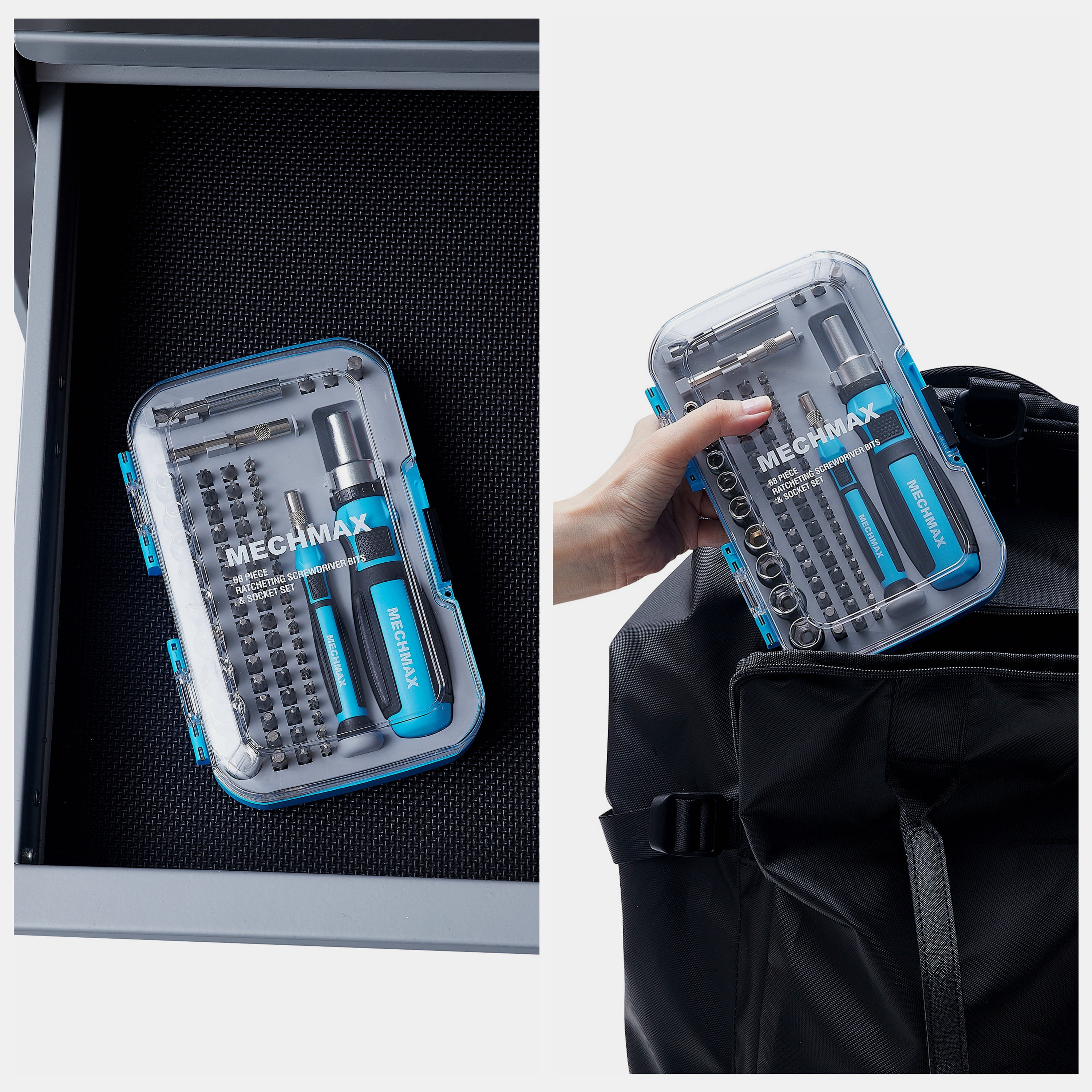 MECHMAX 68-Piece Ratcheting Screwdriver Set - Magnetic Bit Driver Kit with Sockets & Precision Tools in Impact Case, Home & Auto DIY Gift - MM8801