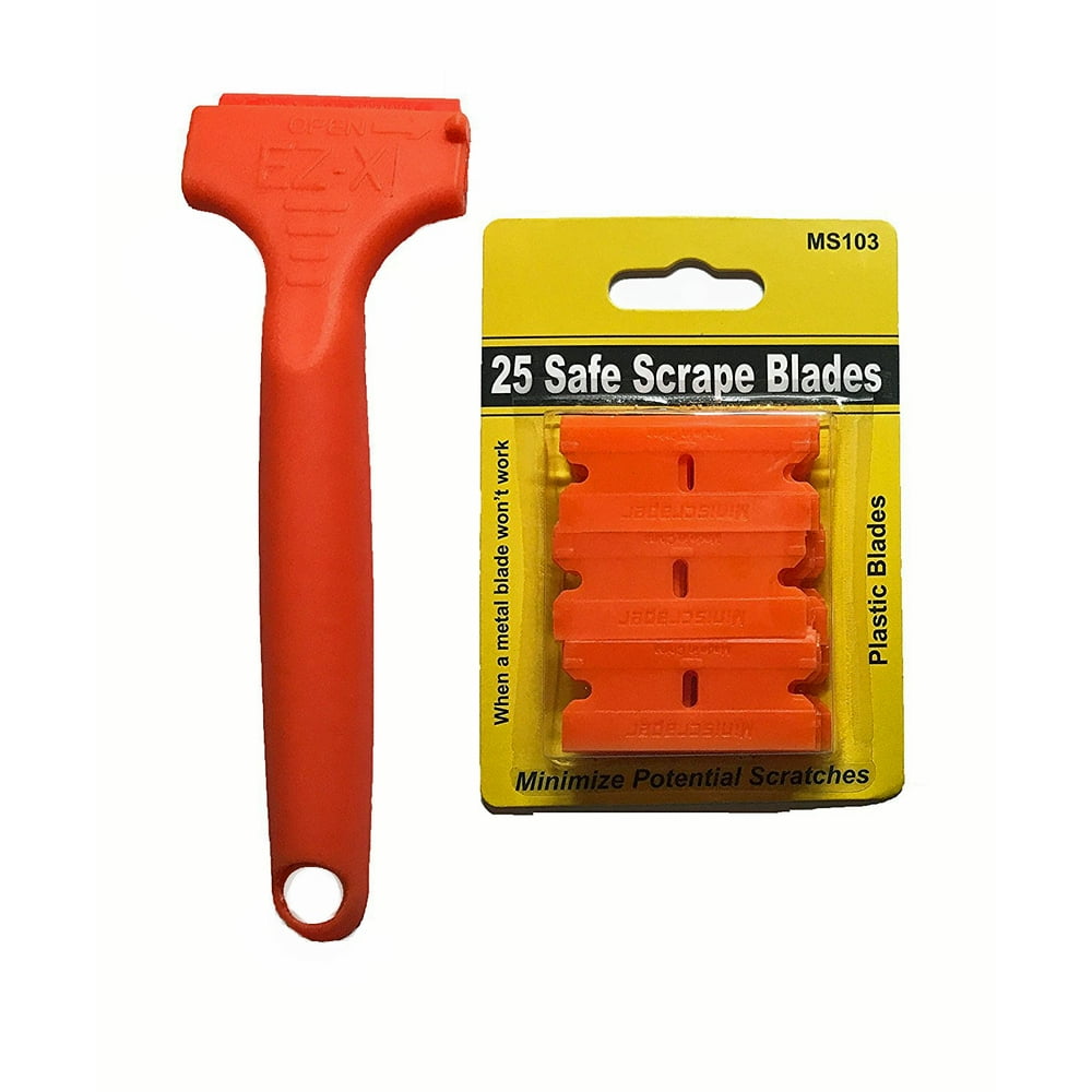 EZ X Razor Blade Scraper with 25 Double Edged Plastic Blades Walmart