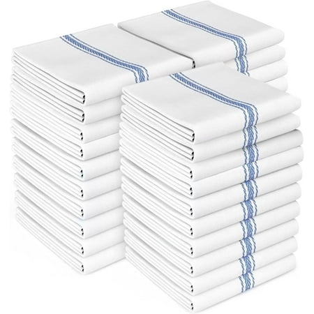 Zeppoli 14 x 25 Classic Cotton Kitchen Towels 30 Pack (White)