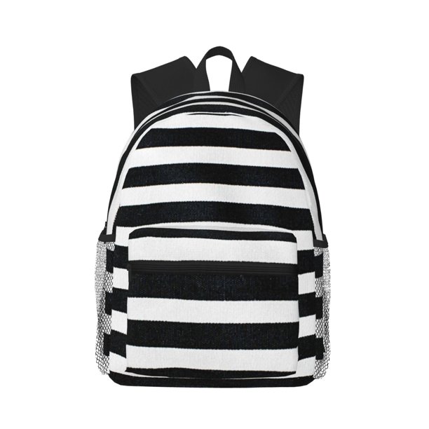 Easygdp Black And White Stripes Mochila Casual para Portátil, Mochila para Escuela, Viajes, Negocios