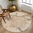 thumbnail image 2 of Round Rugs 5Ft, Retro Map Round Area Rug Washable Indoor Throw Carpet, Middle Century Mountain Landscape Vintage Art Soft Non Slip Circle Rug for Cabinet Bathroom Home Decor Aesthetic, 2 of 8