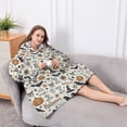 thumbnail image 5 of Oversized Wearable Blanket Hoodie,Beige Halloween Pumpkin Skull Bat Pattern Sherpa Blanket Hoodie with Super Pockets,Super Warm Fuzzy Pullover for Women & Men, 5 of 6