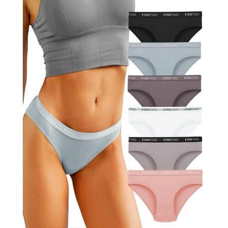 

FINETOO Women Cotton Underwear Cheeky Panties Low Rise Bikini Hipster Breathable Stretch Sexy XS-XXL Pack of 6Pack