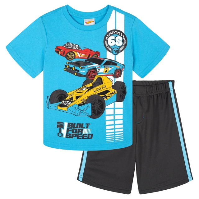 Conjunto de ropa Hot Wheels: camiseta y pantalones cortos de malla para niños pequeños