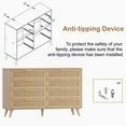 thumbnail image 3 of Rovaurx 8 Drawer Double Dresser, Modern Rattan Wooden Dresser Chest, Natural, 3 of 6