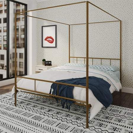 Novogratz Marion Metal Canopy Bed Frame, Full, Gold