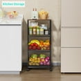 thumbnail image 6 of 4-Tier Rolling Kitchen Storage Cart with Wood Top and Mesh Baskets for Fruits Vegetables Snacks, 6 of 8