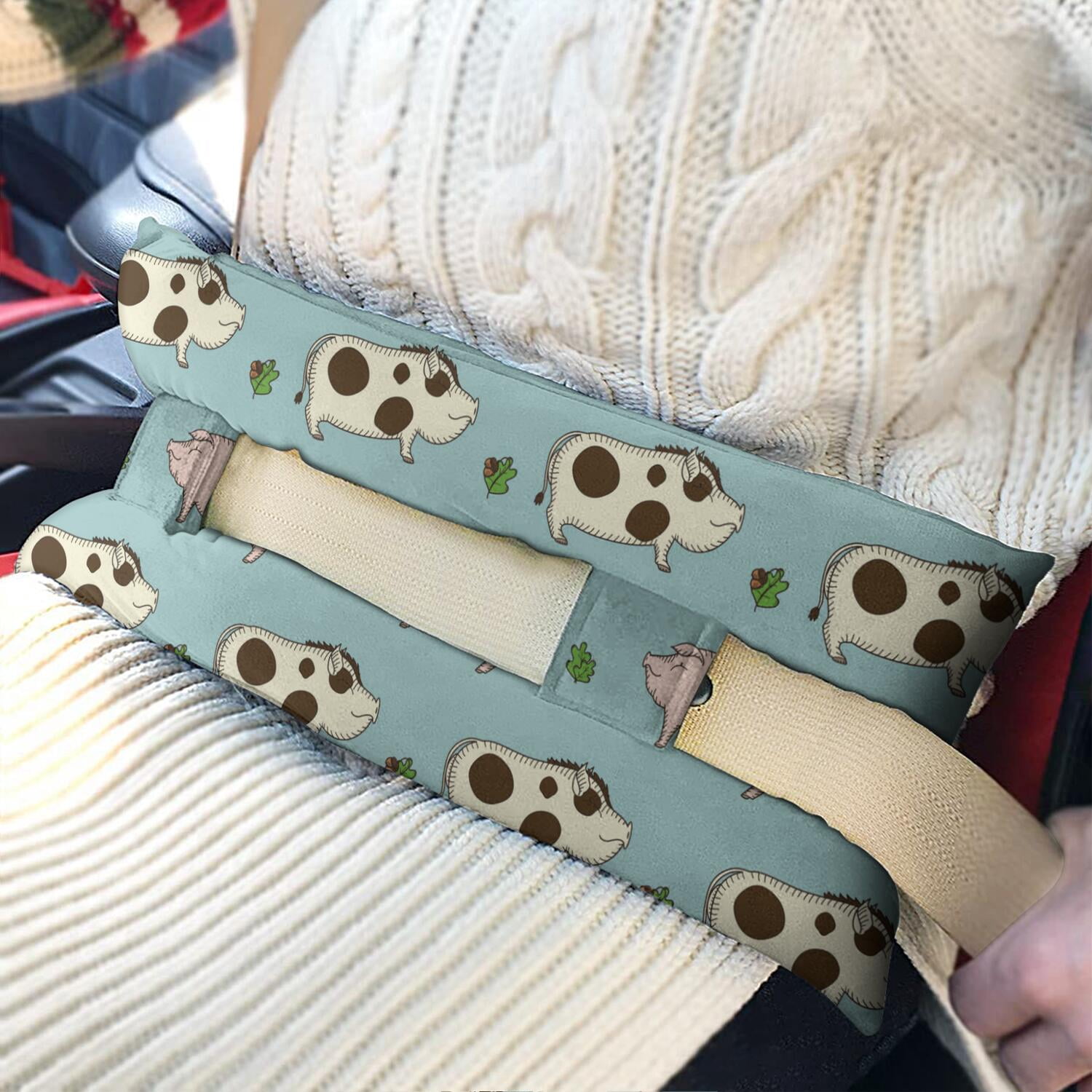 Vintage Pig Illustration Mastectomy Pillow for Car - Post Surgery Seat Belt Pressure Relief Pad for Breast & Chest Recovery