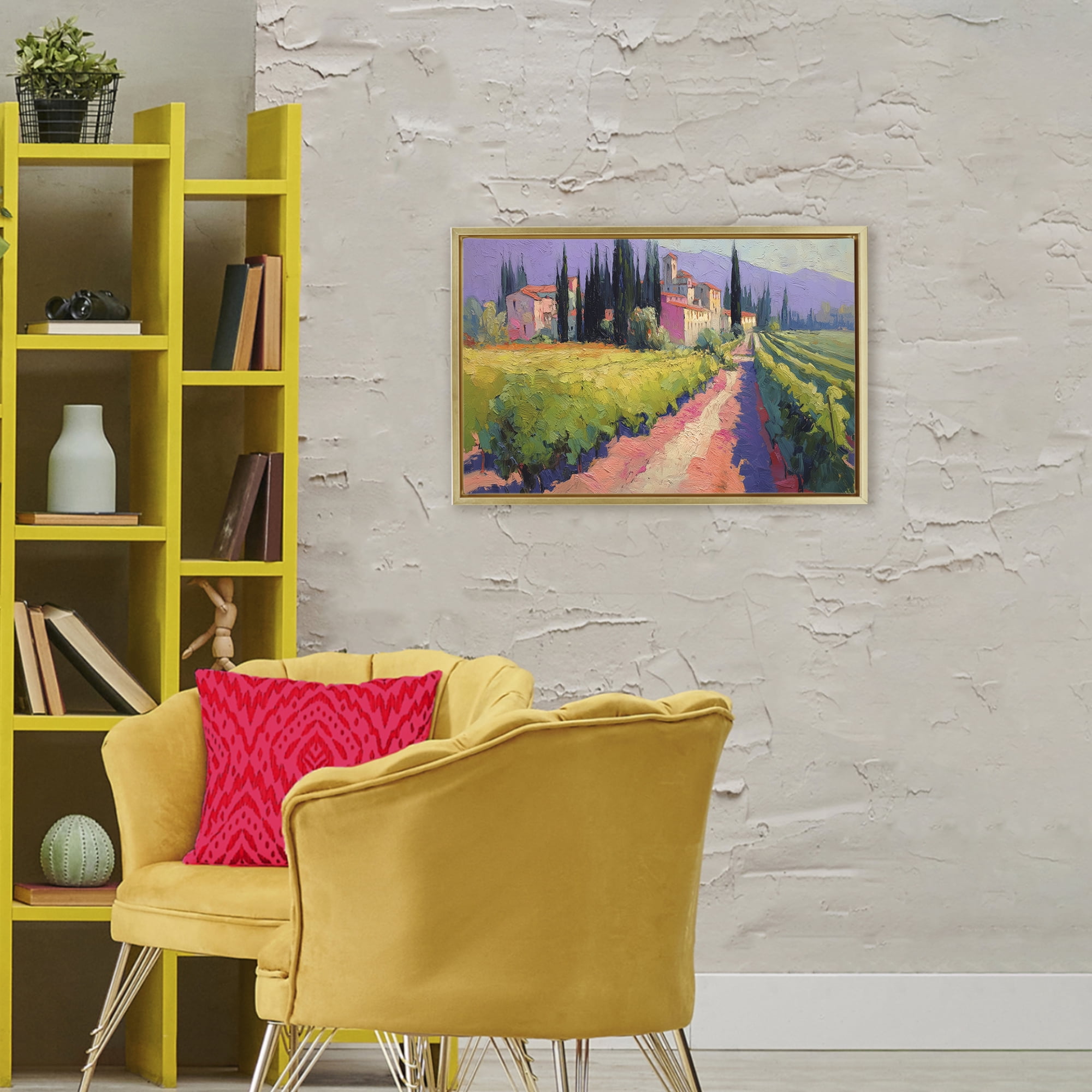Purple Mountains Village Gold Framed Floater Canvas Wall Art, design by Annabelle Hall