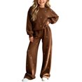 thumbnail image 2 of BXJX Girls Knit Outfit Sets Size 7-8 T, Long Sleeve Casual 2 Piece Crew Neck Sweaters and Straight-leg Pants Sets Coffee, 2 of 6