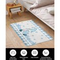 thumbnail image 4 of Alfombra de baño navideña, patrón de copos de nieve azul y blanco, alfombra de microfibra suave y afelpada lavable para mascotas, antideslizante, muy absorbente, 16" x 24", 4 of 5