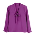 thumbnail image 6 of Satin Blouses for Women Trendy Fashion Business Outfit Long Sleeve Business Tops Satin Silk Work Shirt Formal Fall Outfits Dressy Tops Elegant Work Tops Satin Work Blouses Silk Shirts Purple M, 6 of 9