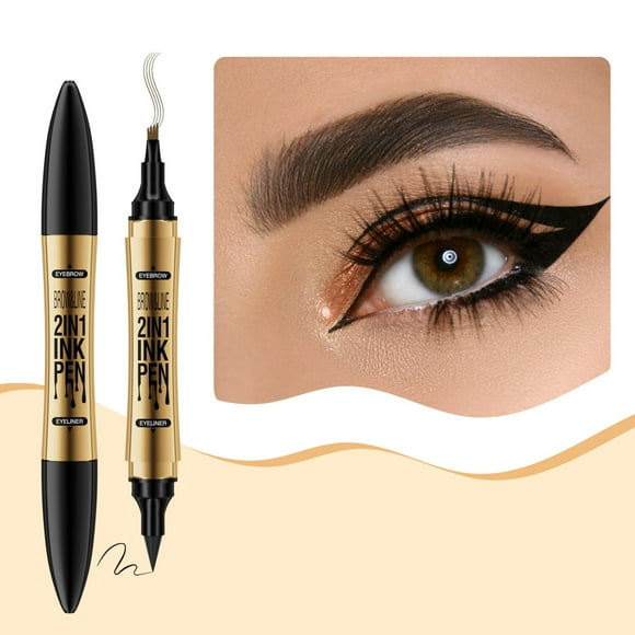 Crayon à Sourcils Eyeliner 2024 Nouveau 2 en 1 Crayon à Sourcils Microblading Crayon à Sourcils Stylo de Contouring Crayon à Sourcils Outils de Maquillage 3 ml, Eyeliner pour Femmes