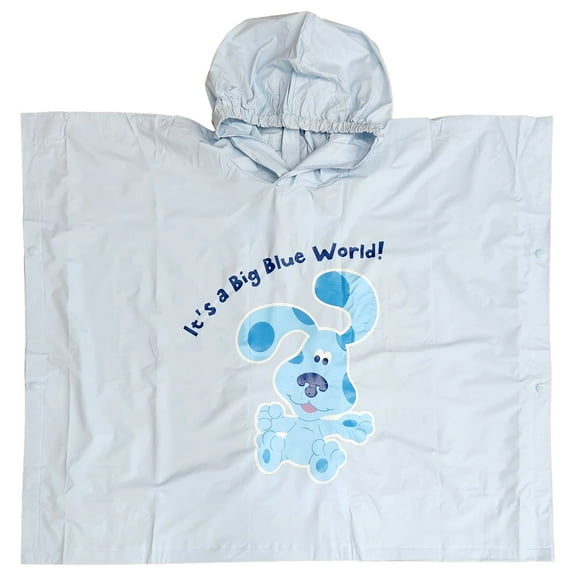 Boys Blue's Clues Blue Snap Side Rain Jacket Poncho With Hood One Size Fits Most
