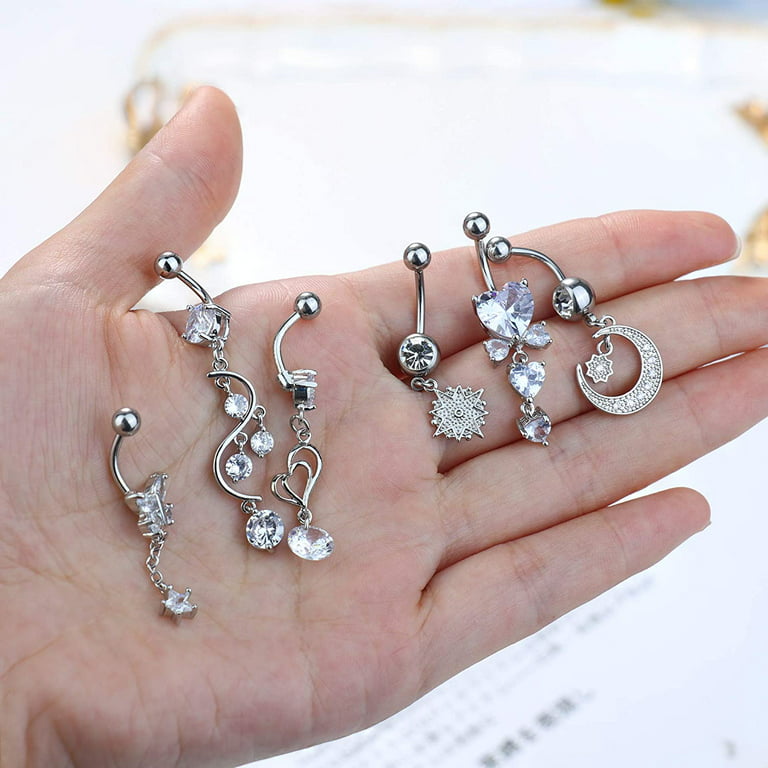 14g Clear Classic Pewter Dream Catcher Belly Button Ring