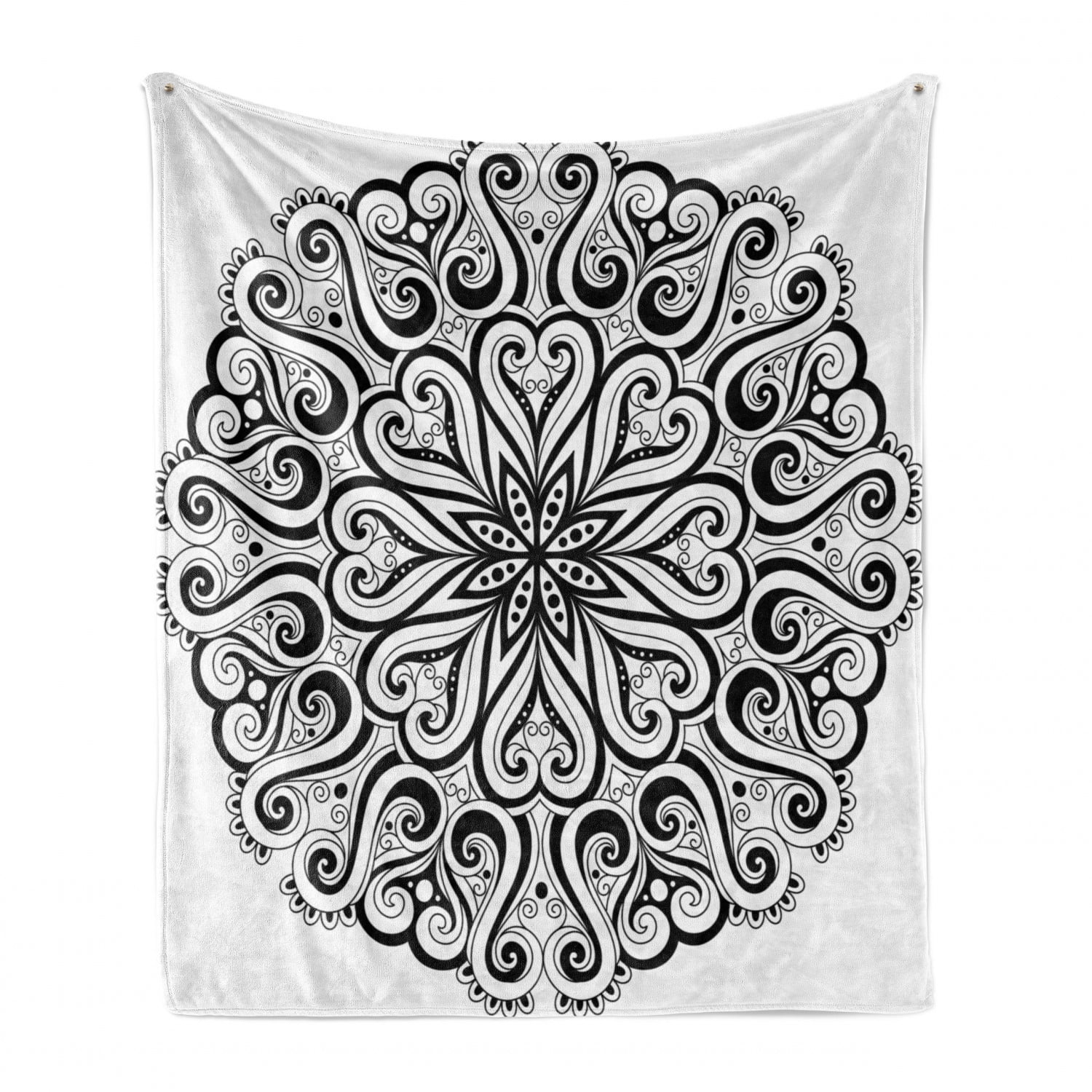 60 x 80 Cozy Plush for Indoor and Outdoor Use Grey Black Mandala with Aztec Tribal Textured Ornamental Cosmos Floral Pattern Ambesonne Lotus Soft Flannel Fleece Throw Blanket 