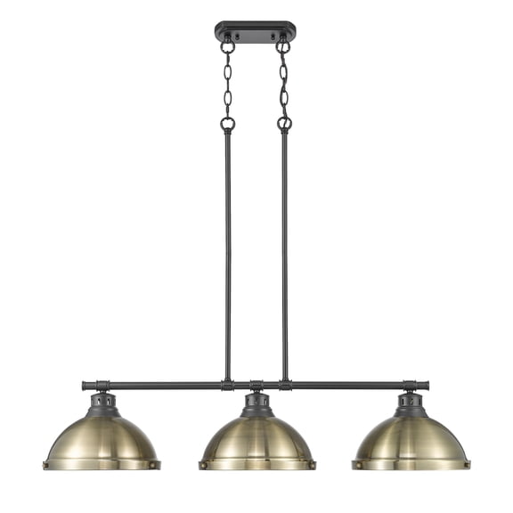 Yep by Golden Lighting Duncan 3-light Island Light in Matte Black and Aged Brass shade
