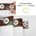 thumbnail image 2 of No Hook Shower Curtains with Snap-in Liner Set, Farmhouse Green Garland Waterproof Hotel Style Bathroom Shower Curtain, Spring Black Plaid Wood Grain Breathable Mesh Top Bath Curtains 36''x72'', 2 of 9