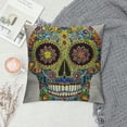 thumbnail image 2 of Orinice  Day of The Dead Throw Pillow Cushion Cover, Dia de Los Muertos Celebration Skull with Style Paisley Details, Decorative Square Accent Pillow Case,  White, 2 of 5