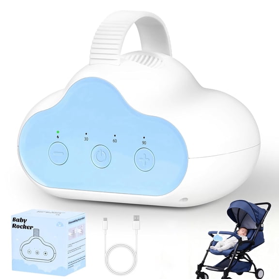 Wiher Rechargeable Stroller Rocker Device – Hands-Free Baby Rocker & Sleep Soother, Quiet Motor, Fits Stroller Handle, Bassinet & Crib, 3 Speeds, 4 Timer Settings, for Newborns to Toddlers(Blue)