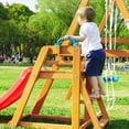 thumbnail image 6 of Seetaras Wooden Swing Set,Outdoor Backyard Activity Playground Climb Swing Play Structure Wooden Swing-N Set for Toddlers Kids, 6 of 9