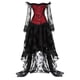 thumbnail image 4 of Traje de baile de palacio para damas, corsé dividido, hombro plano, manga larga, prenda de cuerpo de encaje, 4 of 5