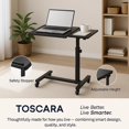 thumbnail image 3 of TOSCARA Adjustable Sit & Stand Desk &ndash; Rolling Laptop Desk with Lockable Wheels, Portable Standing Computer Table for Home Office, Small Space W, 3 of 8