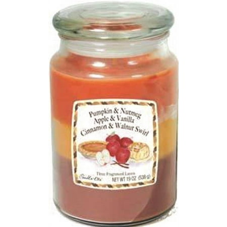CANDLE-LITE 1962063 3-Layer, Multi-Fragrance Jar Candle, Apple/Cinnamon/Nutmeg/Pumpkin/Vanilla/Walnu