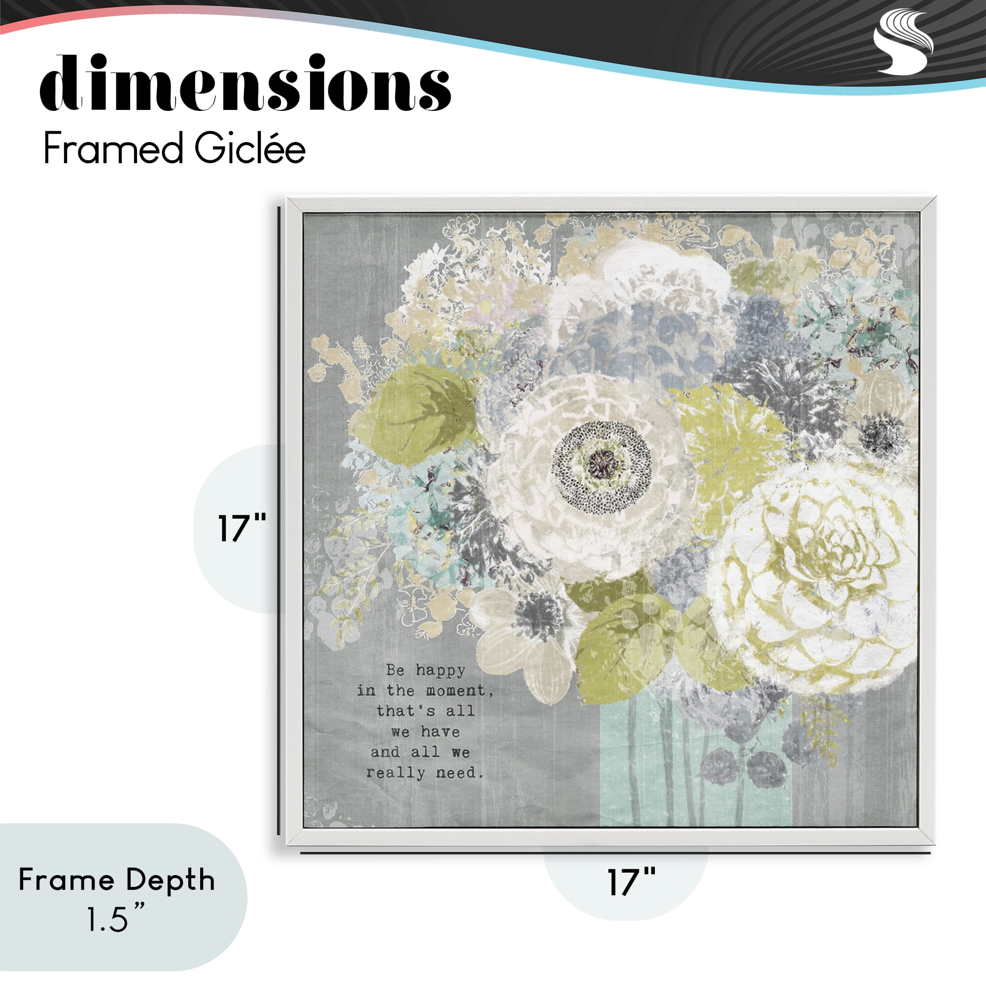 Stupell Industries Happy In The Moment White Framed Giclee Art, design by Suzanne Nicoll