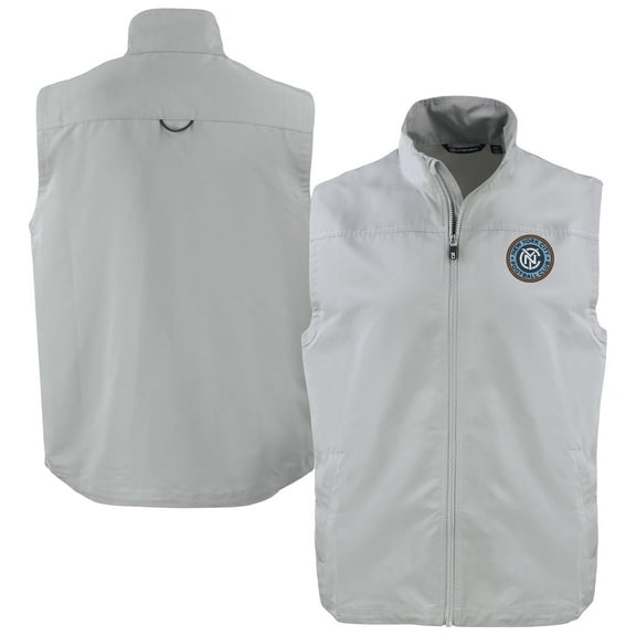 Men's Cutter & Buck Gray New York City FC Big & Tall Charter Eco Recycled Full-Zip Vest