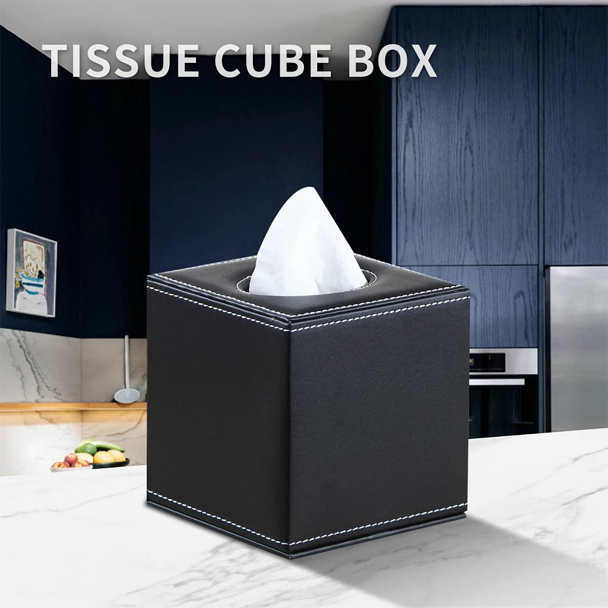  Tissue Box Holder Rectangle, Leather Tissue Box Cover, Square Black  Tissue Box Organizer for Car, Home, Hotel, Office (7x4.3x3.1, Black) : Home  & Kitchen