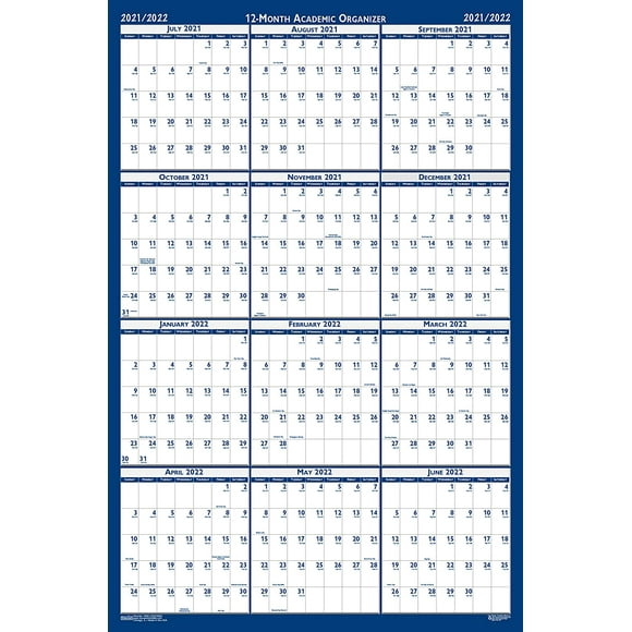 House of Doolittle 2021 - 2022 Laminated Academic Wall Calendar, Reversible, 24 x 37 Inches, July - June (HOD395-22)