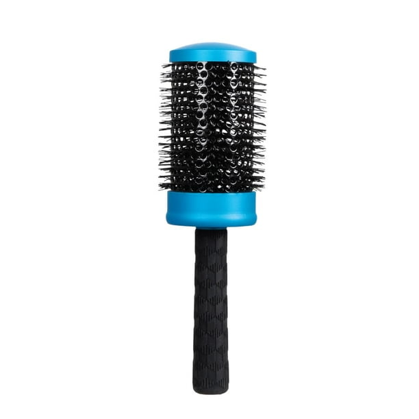 ForPro Professional Collection Expert Stylist Choice Cepillo de pelo nano cerámico cerdas de aniones naturales Mango ergonómico de silicona Cepillo redondo de cerámica de 3 pulgadas Azul mate