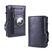 navor Leather Pop-up Wallet with AirTag Holder, RFID Blocking, Card Holder with 1-8 Card Capacity, Slim Wallet with 1 Coin Pocket, 2 Extra Card slots, 1 Cash Slot for Men & Women -Black