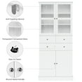 thumbnail image 5 of Homfa 71'' Kitchen Pantry with 5-Tier Shelves & 3 Drawers, Floor Cabinet Storage Cupboard With Display Glass Doors for Dining Room, White, 5 of 6