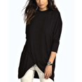 thumbnail image 1 of Blusa larga de mujer Fibra de poliéster Cuello redondo Irregular Color puro Mujeres Túnica de manga larga Tops para el trabajo diario Negro S, 1 of 6