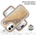 thumbnail image 2 of For iPhone 16 Case Glitter Floating Liquid Shiny Quicksand Case for Women Girls Heavy Duty Shockproof Protective Case Hard PC Bumper Soft TPU Cover，Gold, 2 of 7