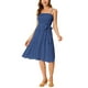 thumbnail image 2 of Vestido de tirantes ajustables con cintura atada y estampado de lunares para mujer azul L, 2 of 6