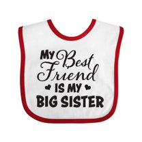 Inktastic My Best Friend is My Big Sister with Hearts Boys or Girls Baby Bib